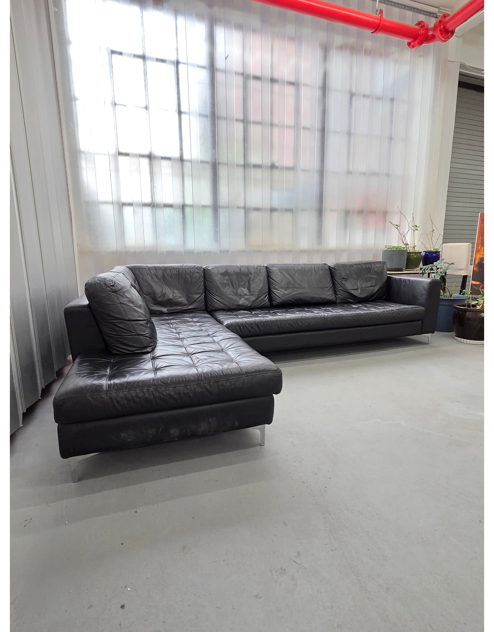 Black Faux Leather Sectional Sofa