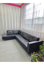 Black Faux Leather Sectional Sofa