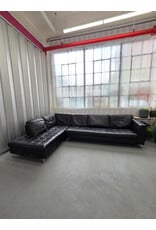 Black Faux Leather Sectional Sofa