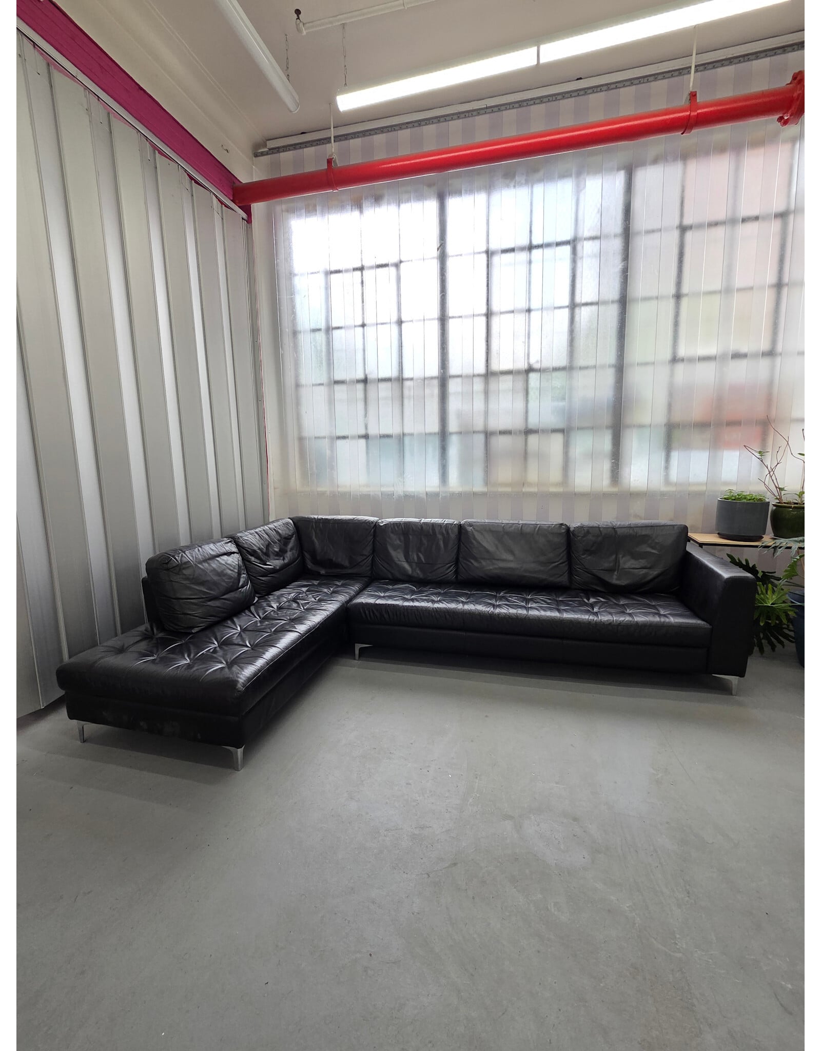 Black Faux Leather Sectional Sofa