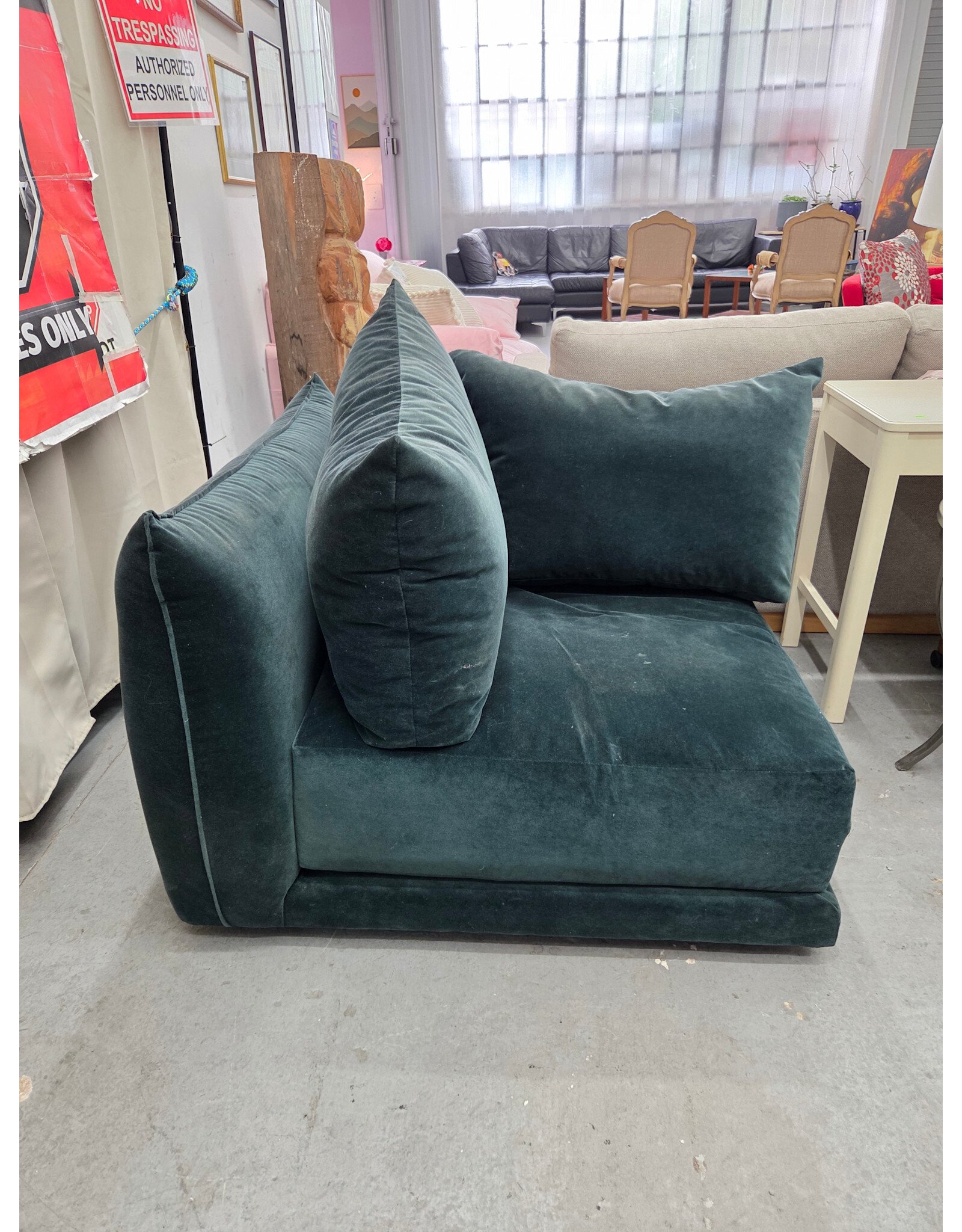 Green Velvet Corner Seat