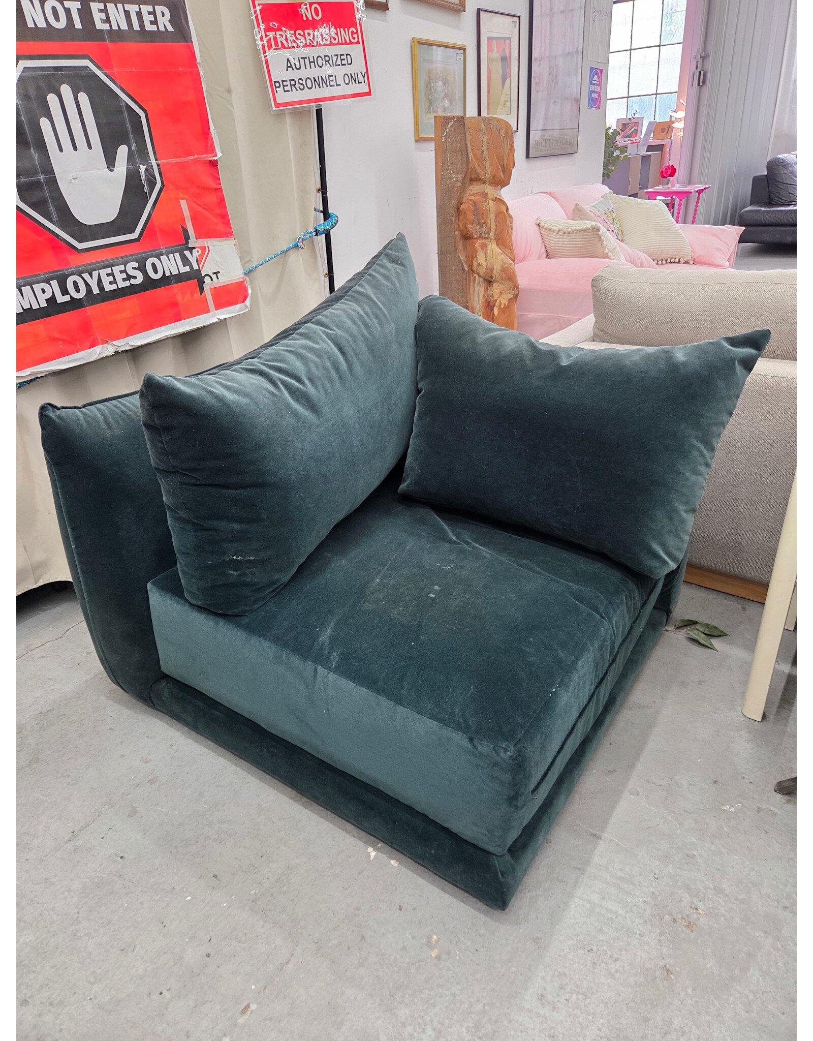 Green Velvet Corner Seat
