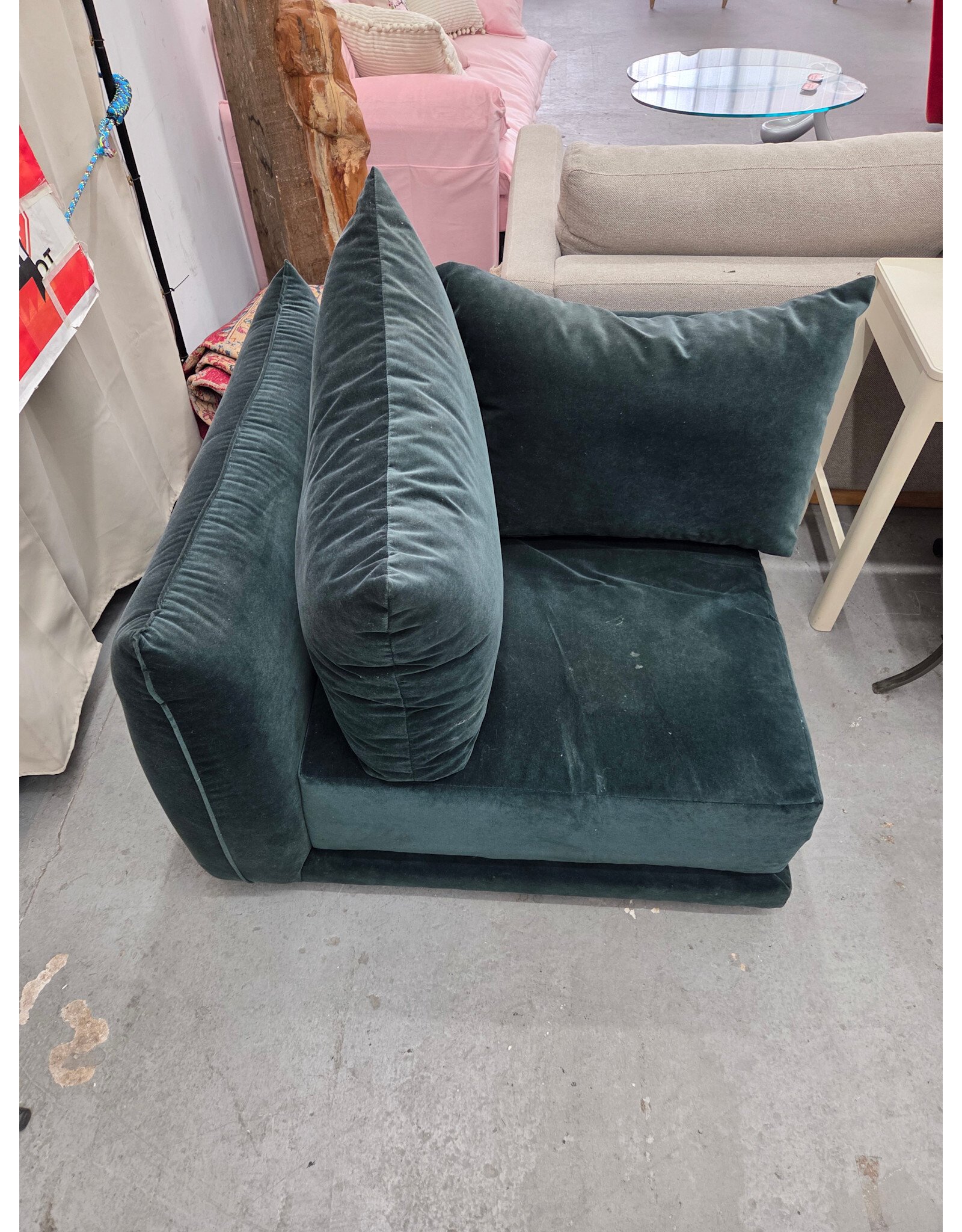 Green Velvet Corner Seat