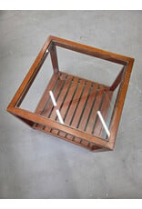 Wooden 2-Tier Glass Top Side Table