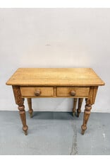 Antique Style English Pine Drop Leaf Table, 2-Drawers