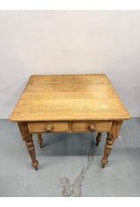 Antique Style English Pine Drop Leaf Table, 2-Drawers