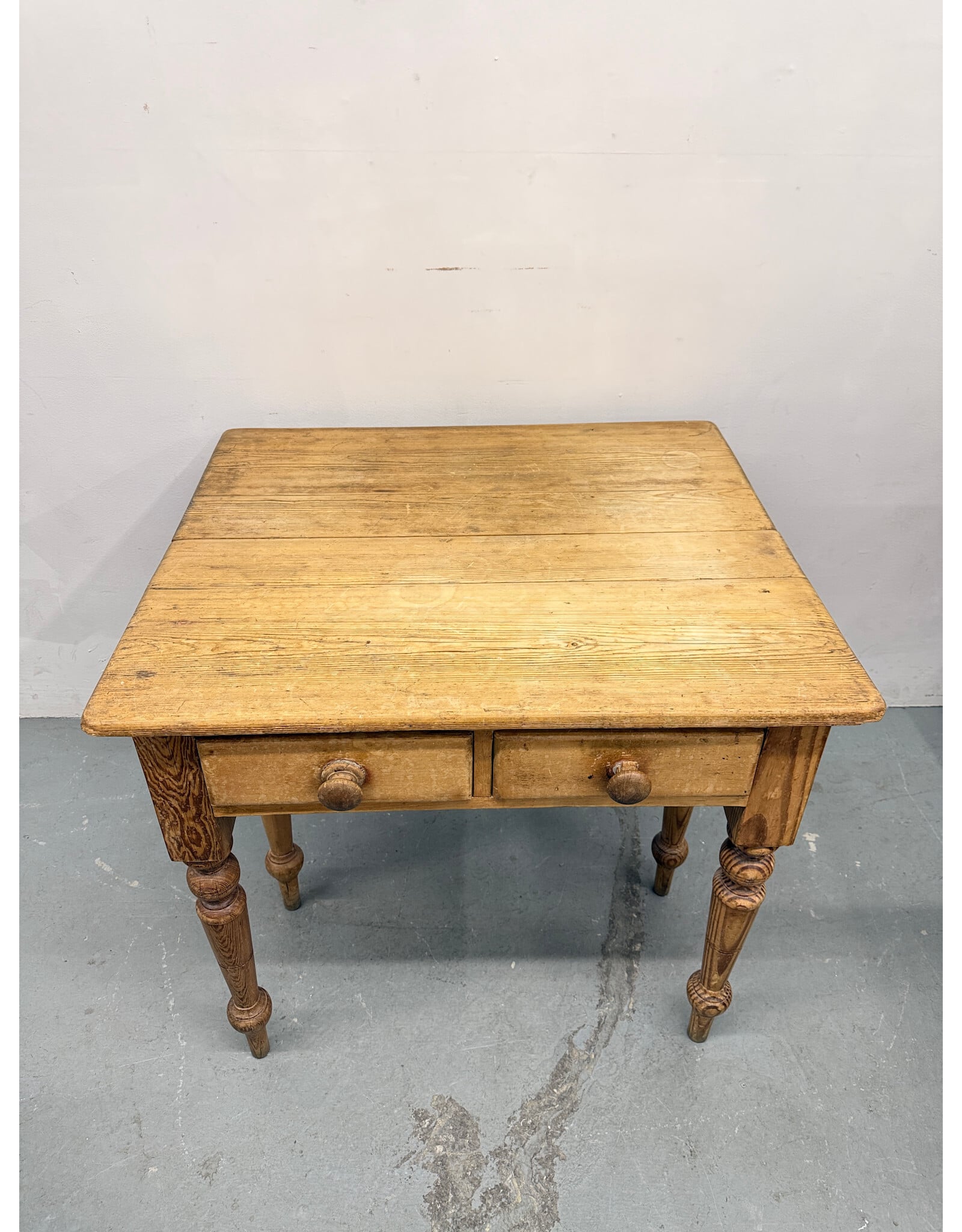 Antique Style English Pine Drop Leaf Table, 2-Drawers