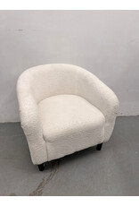 Boucle Ivory Barrel Lounge Chair