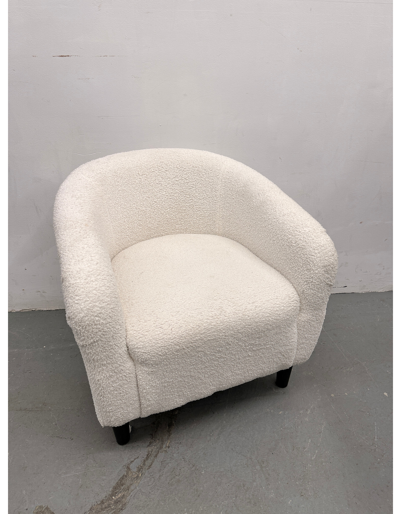 Boucle Ivory Barrel Lounge Chair