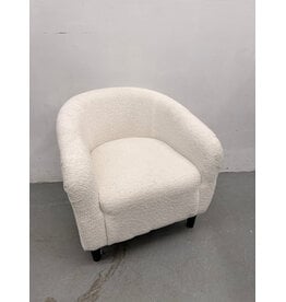 Boucle Ivory Barrel Lounge Chair