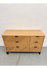 Modern 6-Drawer Wood Dresser with Metal Base