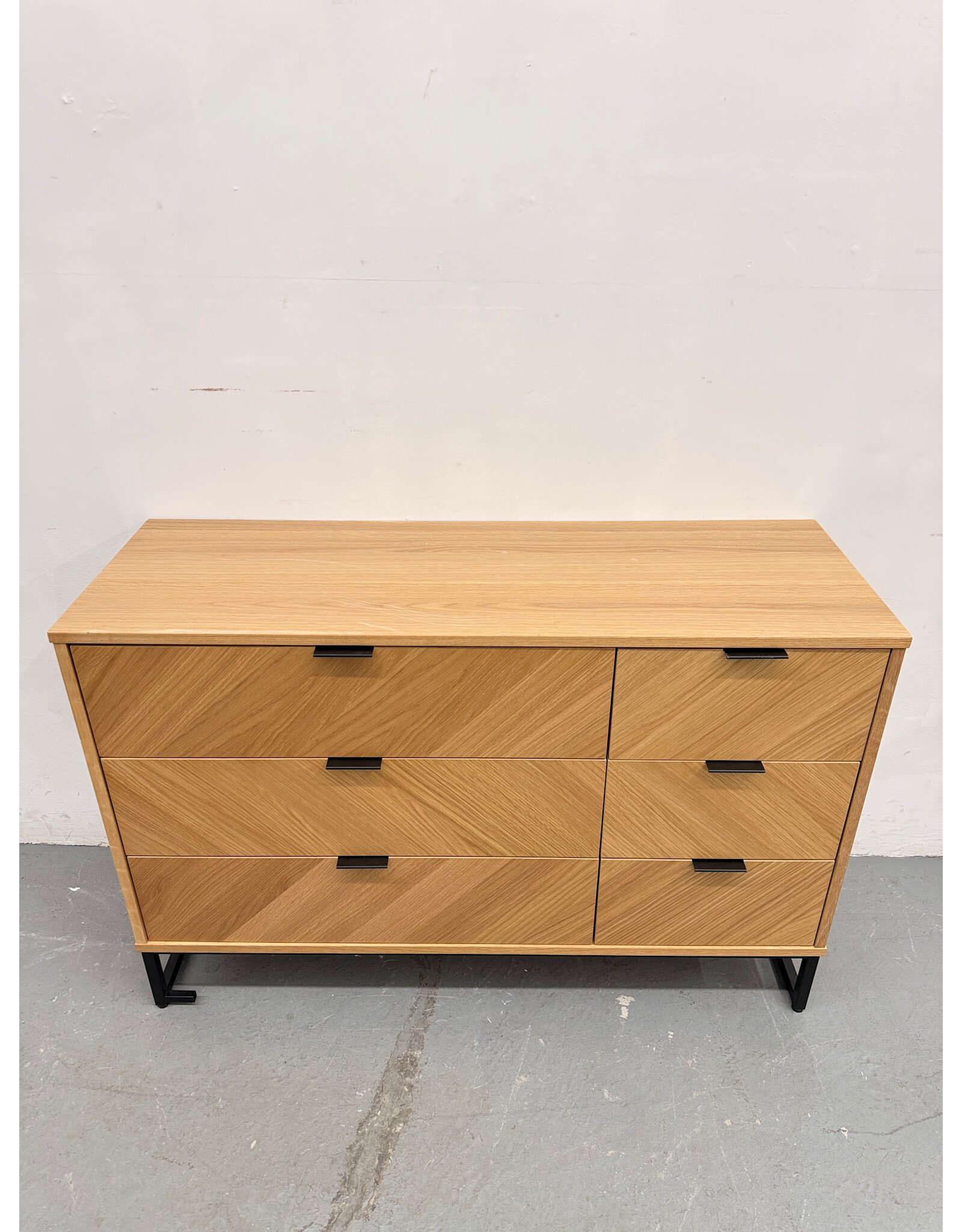 Modern 6-Drawer Wood Dresser with Metal Base
