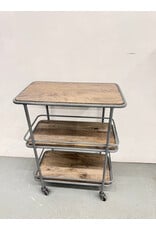 Industrial Style 3-Tier Metal & Wood Bar Cart