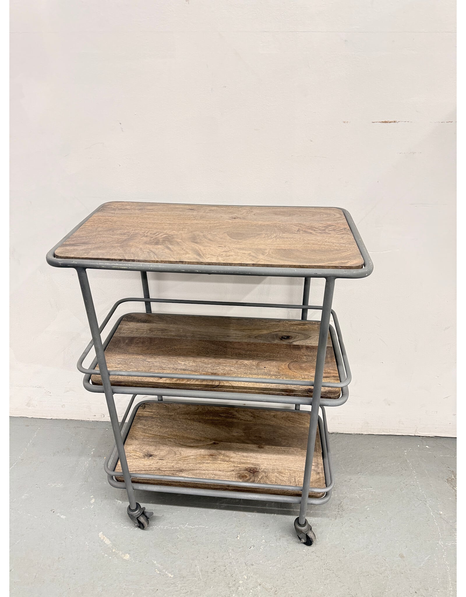 Industrial Style 3-Tier Metal & Wood Bar Cart