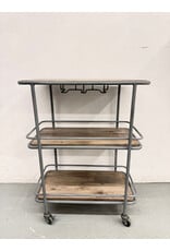 Industrial Style 3-Tier Metal & Wood Bar Cart