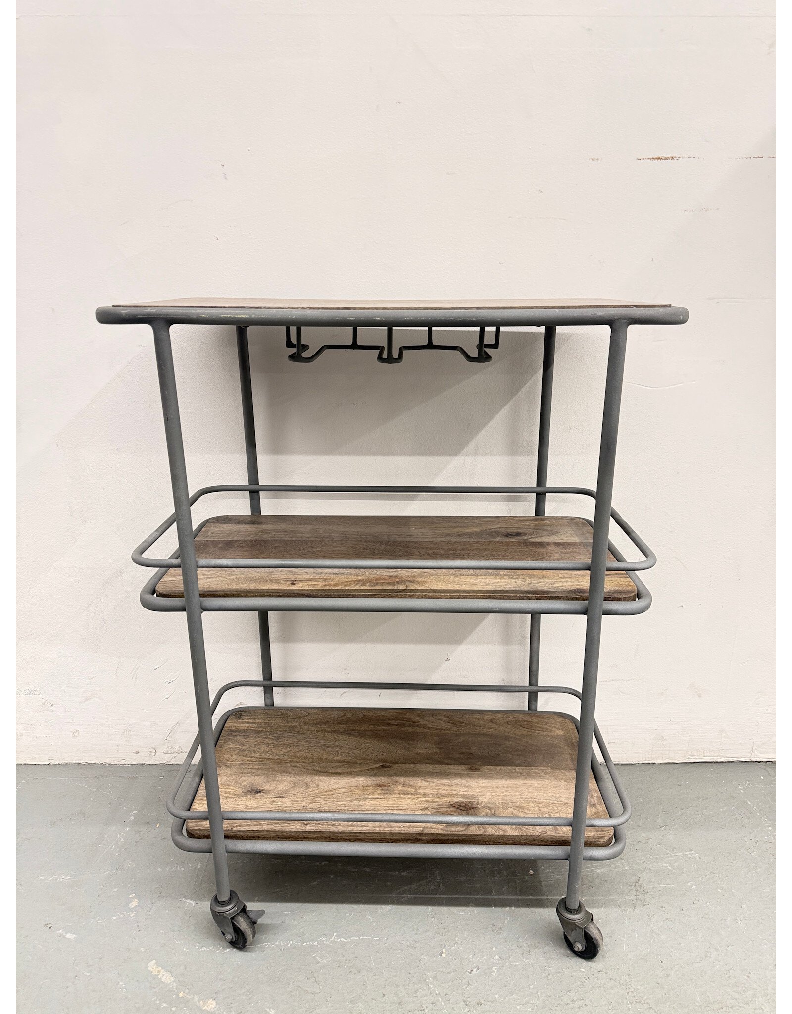 Industrial Style 3-Tier Metal & Wood Bar Cart