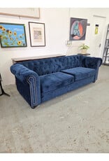 Blue Velvet Tufted Sofa