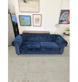Blue Velvet Tufted Sofa
