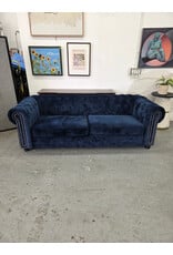 Blue Velvet Tufted Sofa