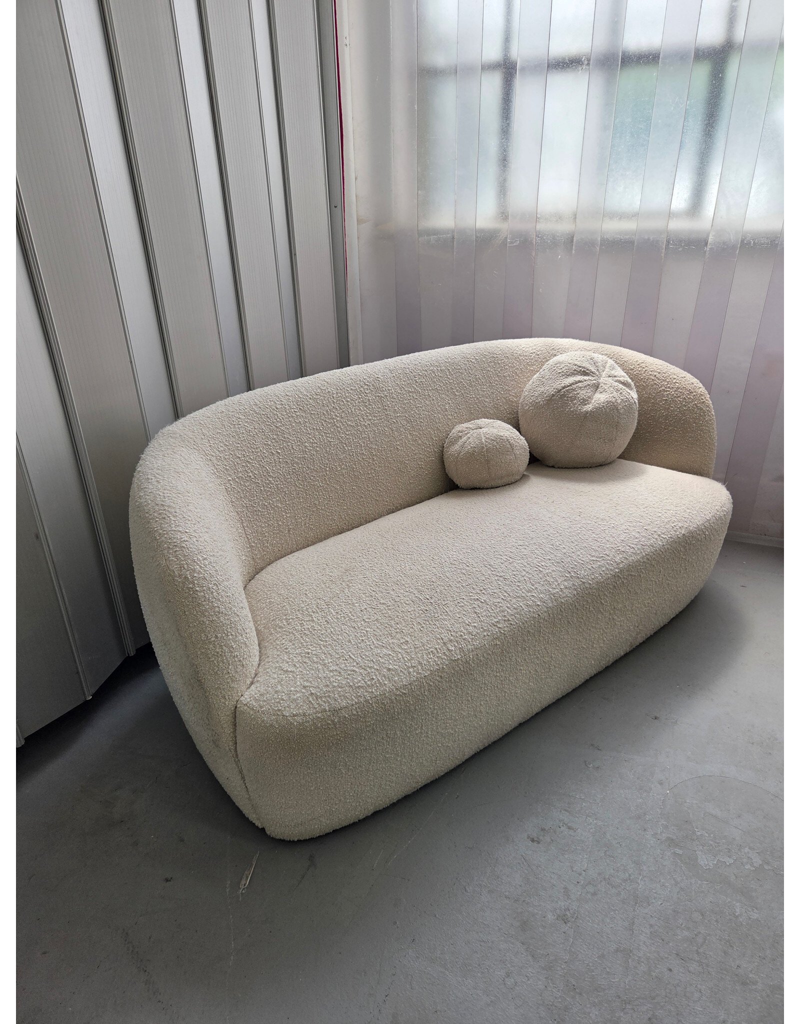 Beige Boucle Loveseat