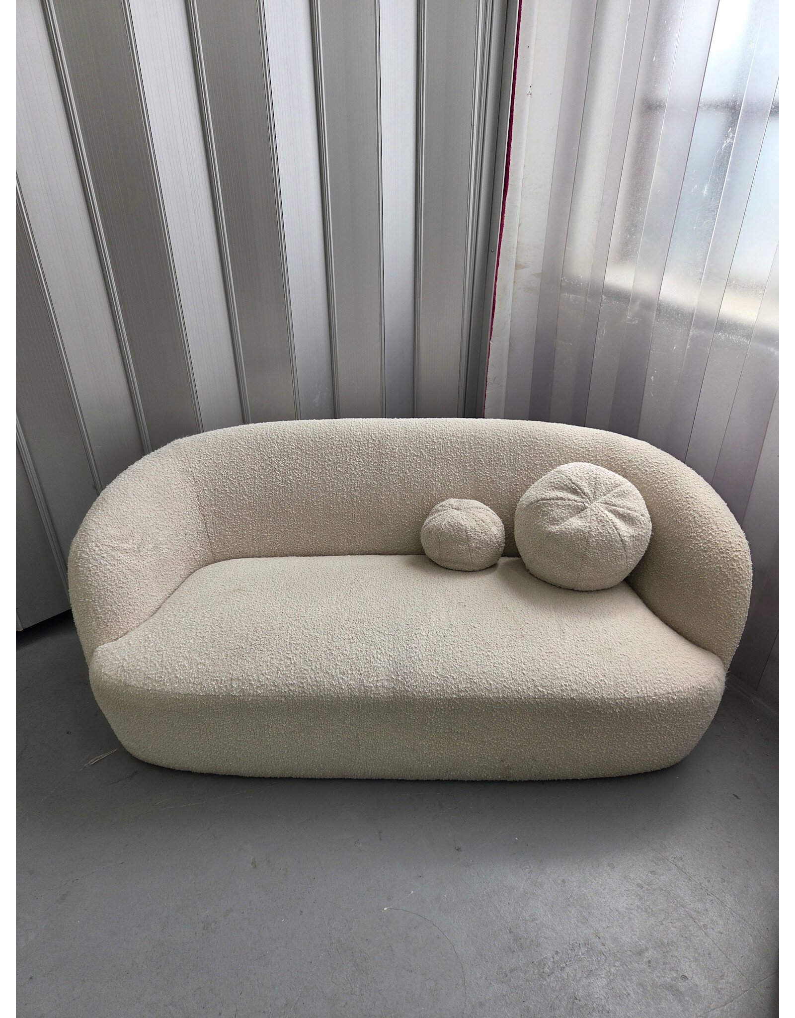 Beige Boucle Loveseat