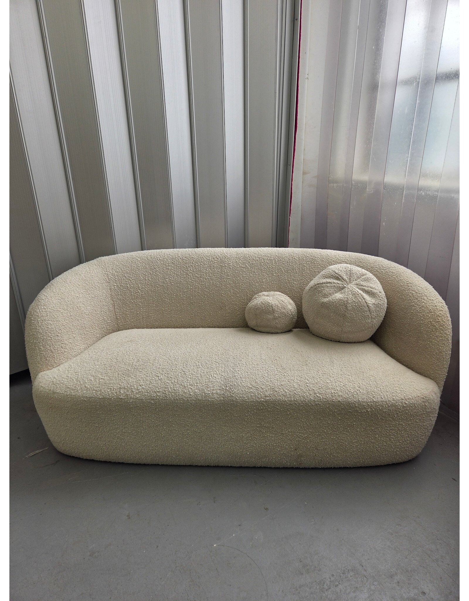 Beige Boucle Loveseat