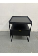 Black Metal Nightstand with Gold Accent