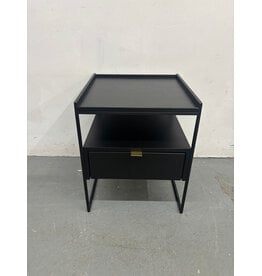 Black Metal Nightstand with Gold Accent