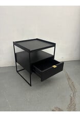Black Metal Nightstand with Gold Accent