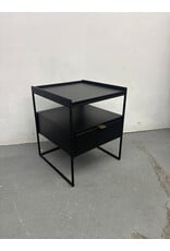 Black Metal Nightstand with Gold Accent