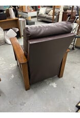 Stickley Style Arts & Crafts Leather and Oak Recliner