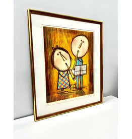 Recital With Cat, framed print 270/380, sgnd Morse