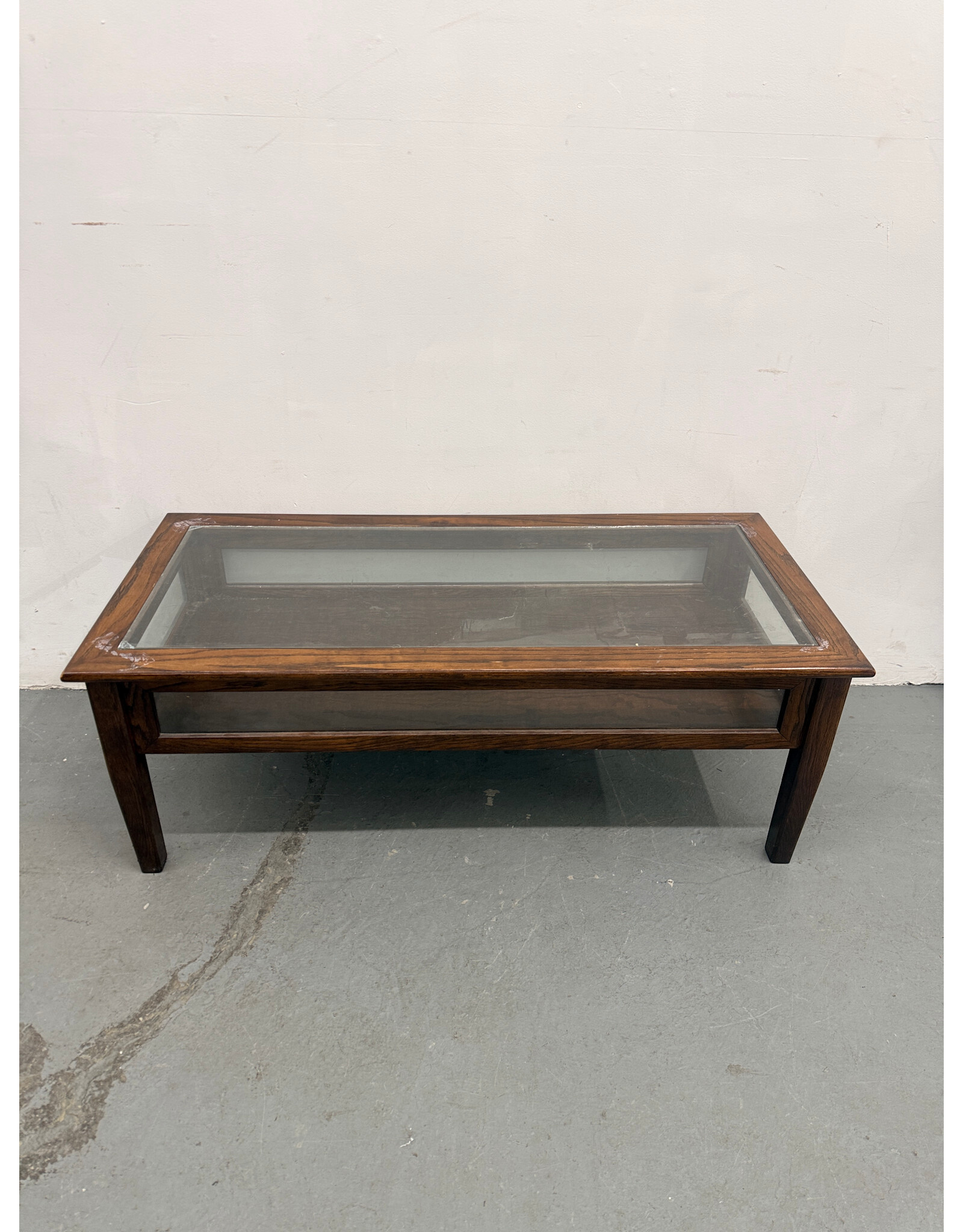 Vintage Wooden Style Rectangular Display Case Coffee Table