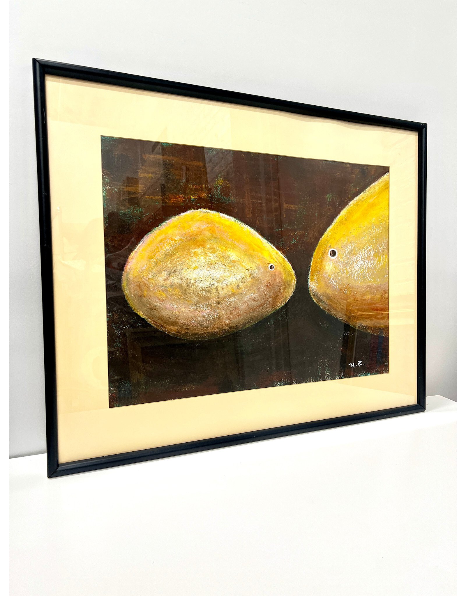With Mama, framed painting, sgnd H.R.