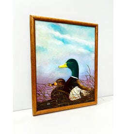 Two Mallards, framed oil on canvas, sgnd D.G.