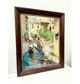 The Canal, framed painting, sgnd Thesis Newer '68