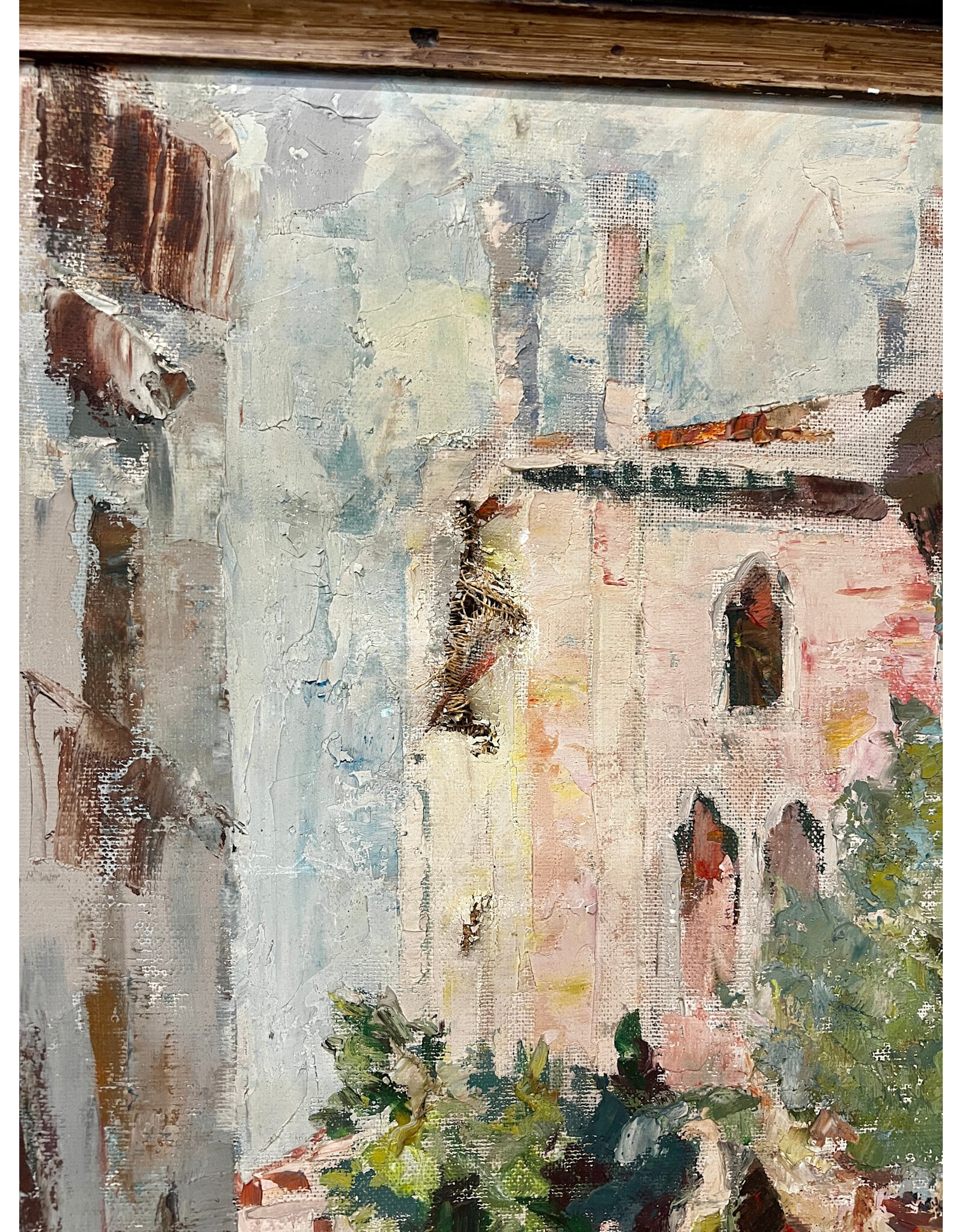 The Canal, framed painting, sgnd Thesis Newer '68