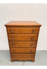 Vintage Maple 5 Drawer Tallboy Dresser