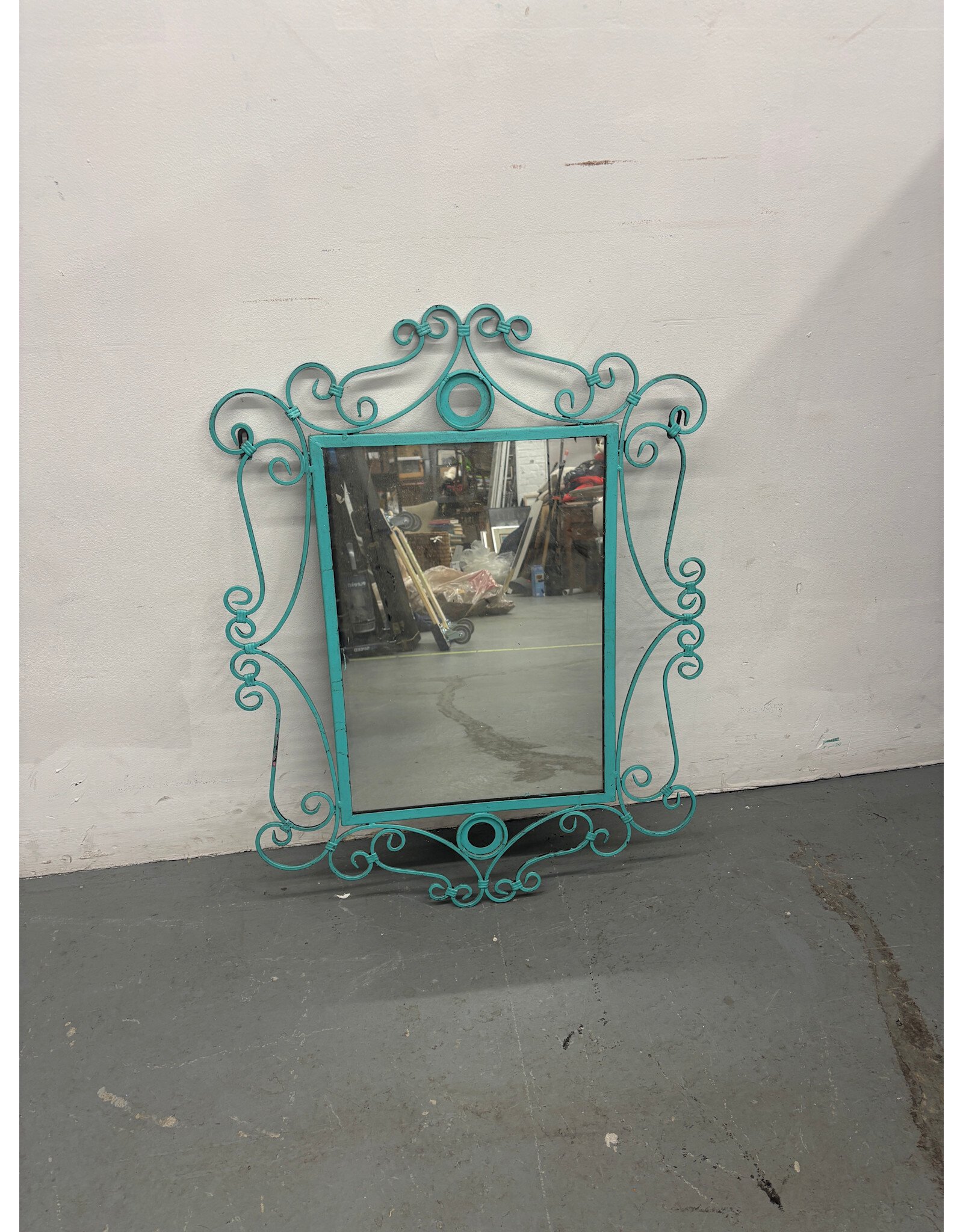 Teal Wrought Iron Mirror