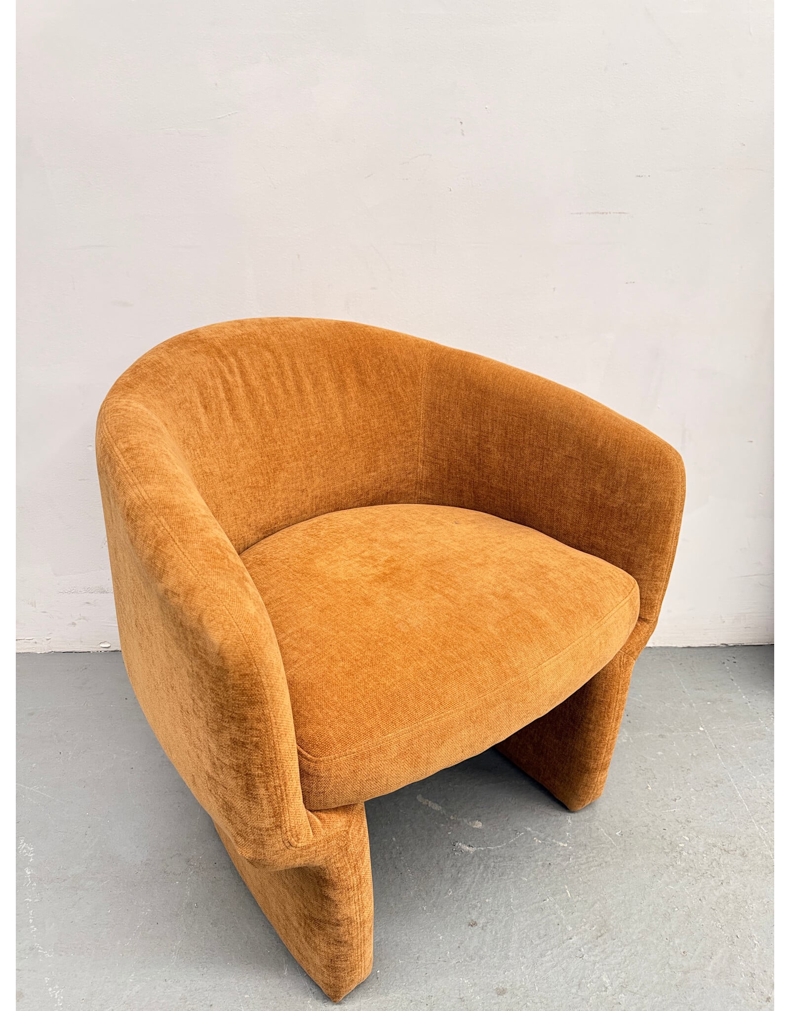 Orange Upholstered Barrel Lounge Chair