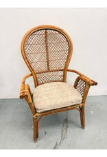 Vintage Mid-Century Boho Chic Brown Bamboo Rattan Chair