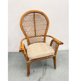 Vintage Mid-Century Boho Chic Brown Bamboo Rattan Chair