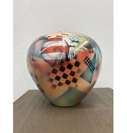 1989 Hubert Burgess Art Pottery Vase Airbrushed