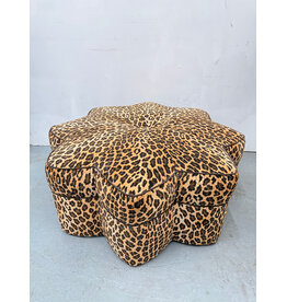 Leopard Print Upholstered Ottoman