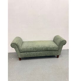 Green Floral Upholstered Bench