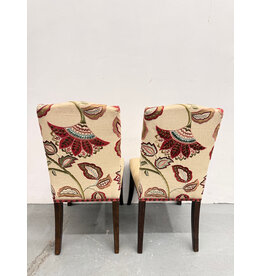 Floral Jacobean Style Upholstered Dining Chairs