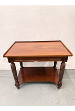Victorian Style Oak Parlor Table, Twisted Legs with Bottom Shelf