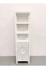 Anthropologie Handcarved Lombok White Wood Storage Cabinet/Bookcase