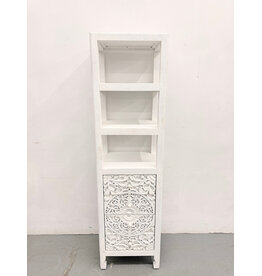 Anthropologie Handcarved Lombok White Wood Storage Cabinet/Bookcase
