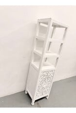 Anthropologie Handcarved Lombok White Wood Storage Cabinet/Bookcase